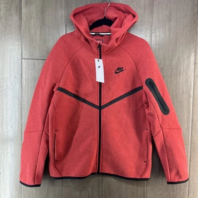 Nike Sportswear Kids Tech Fleece Full-Zip Hoodie Red Size XL HV5867-672 - Image 1 of 4