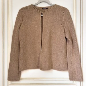 J. MCLAUGHLIN Cropped Wool Cashmere Angora Blend Cardigan in Tan Size S - Picture 1 of 9