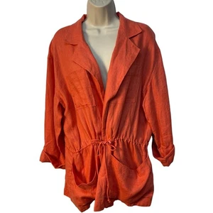J.H. Collectibles Long Sleeved Collared Linen Jacket Color Orange Size XL - Picture 1 of 7