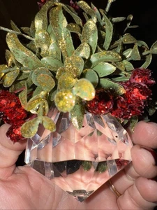 "El muérdago cristal beso original" adorno diamante plástico hoja de acebo 4"" - Imagen 1 de 6