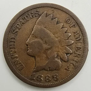 Centavo cabeza india 1888 en muy buen estado/f ¡Lo calificas! Moneda tipo centavo IHC ¡Envío gratuito! - Imagen 1 de 4