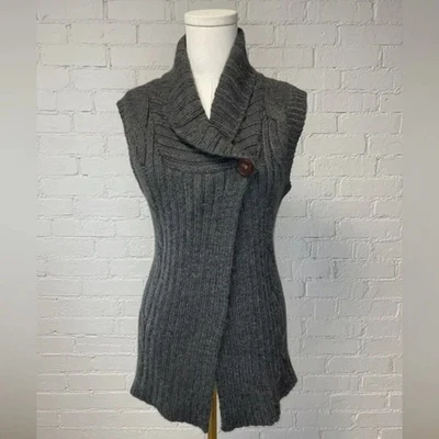 Design History Chunky Dark Gray Cabincore Cozy Wrap Sweater Vest SIZE XS - Image 1 of 4