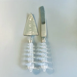 Mikasa Rousseau Silver Plated Wedding Cake Server Knife Crystal Handle Austria - Picture 1 of 4