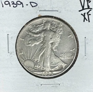 1939-D WALKING LIBERTY SILVER HALF DOLLAR ~VF/XF ~NICE COIN~ - Picture 1 of 2