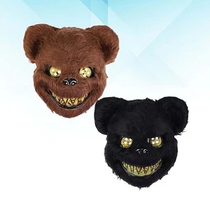 1 par de máscaras de oso sangriento aterrador fiesta actuación para Halloween (negro marrón) - Imagen 1 de 12