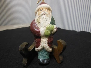 Babbo Natale in nichel stile vintage con albero cartapesta ornamento natalizio glitter - Foto 1 di 8