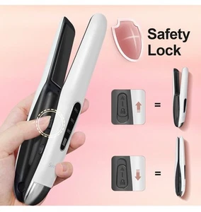 2 In 1 Cordless Hair Straighteners & Curler Flat Iron Travel Ready Fast Heating - Picture 1 of 22