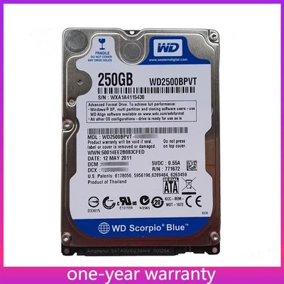 Western Digital 250GB WD2500BPVT 5400RPM 2.5" SATA Laptop HDD Hard Disk Drive - Image 1 of 3