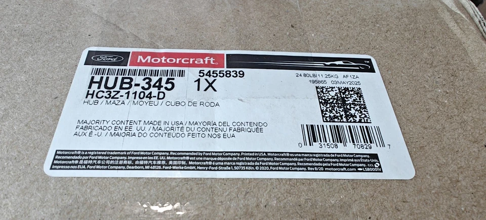Motorcraft OEM Front Wheel Hub Bearing assy Ford F-350 Super Duty 4WD 2017-2019 - Image 1 of 1