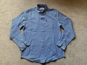 Barbour Mens Shirt Size Medium Blue Check Long Sleeved Tailored Fit Smart Casual - Picture 1 of 13