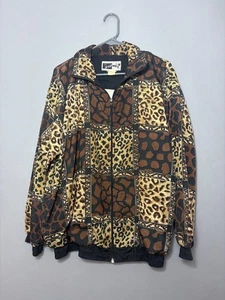 Cortavientos Mira Max Vintage Checkerboard Cheeta Print Talla Grande - Imagen 1 de 4