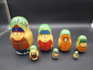 VINTAGE 7 Piece Set SOUTH PARK Hand Painted WOODEN Russian NESTING DOLLS - Picture 1 of 6