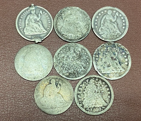 8 Total Low Grade U.S silver Half Dimes**** Cover