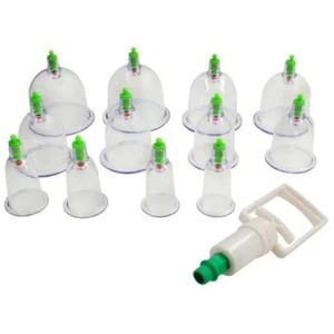 Schröpfen Set vakuum 12 Schröpfgläser aus Kunststoff inkl. Pumpe Massage Hacamat - Bild 1 von 9