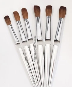 Petal Kolinsky Silver Handle Acrylic Nail Brush Manicure Powder - (CRIMPED) - Picture 1 of 9