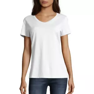 Hanes T-Shirt Donna Nano-T Collo a V, Bianco, X-Large - Foto 1 di 4