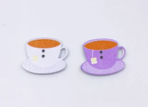 10 Wooden Coffee Tea Cup Buttons 25mm Mug Wood Button D21-15 Aussie Seller - Picture 1 of 6