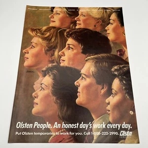 Olsten Staffing Temp Services 1986 Vintage Print Ad 10"x13" Birney Lettick art - Picture 1 of 2