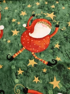 Christmas Handmade Table Cloth Display Fabric Happy Santa With Gold Stars - Picture 1 of 11