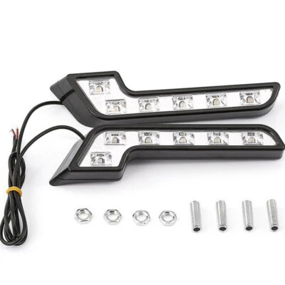 Car Front Bumper Driving Fog lights Lamps L Shaped 6LED Super White Waterproof - Image 1 of 4