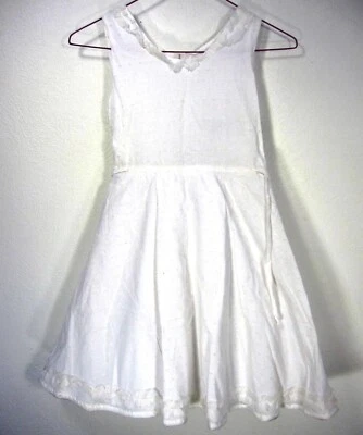 Isabel Garreton NWT Girls White Sleeveless Embroidered Tulle Dress Size 7 Cotton - Изображение 1 из 4