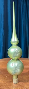 13" Light / Mint Green Glass Christmas Tree Topper Finial Ornament - Picture 1 of 3