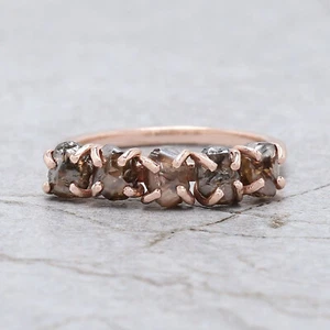 2.44 Ct Rough Brown Color Diamond Ring 14K Solid Rose Gold Engagement Gift Ring - Bild 1 von 9
