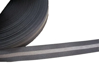 Pewter Grosgrain Ribbon 7/8 inch wide x 4 yards Gray Reflector Stripe B57 - Image 1 of 4