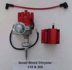 CHRYSLER 318 & 360 RED Small Female Cap HEI Distributor + 50,000 volt Coil - NEW - Picture 1 of 2