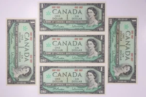 1967 Canadian CENTENNIAL DOLLAR Crisp One 1 Bill Note Uncirculated 5 lot Canada - Picture 1 of 3