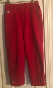 Quacker Factory Red "Dream Jeannes" Stretch Waist w/ Embellishments Size XXS - Picture 1 of 5
