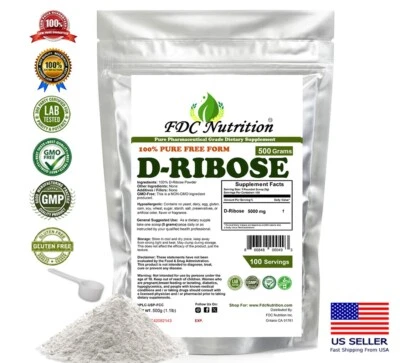 Polvo puro de D-ribosa FDC Nutrition 1,1 lb (500 g) - D-ribosa de alta calidad Foto 1 de 4