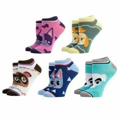 Bioworld Nintendo Animal Crossing 5-Pair Ankle Sock Pack Size 9-11 New - Image 1 of 3