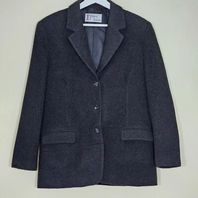 Blazer Linea Donna Mujer M Gris Sencillo Pecho LS Botones Monocromo Lana De Colección Foto 1 de 4