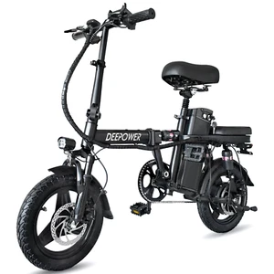 DEEPOWER 14'' Electric Bike 400W 48V 10-30Ah Foldable Ebike for Adult US - Picture 1 of 14