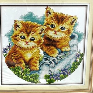 Kits de punto de cruz Maydear 11CT lindos gatitos 16x16 - Imagen 1 de 3