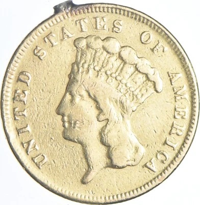 1868 $3 Indian Princess Head Gold Three Dollars *7240 - Image 1 of 3