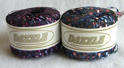 2 Skein Mixed Lot Knitting Fever "Dazzle" Aran Multi-Color Ladder Novelty Yarn - Image 1 of 4