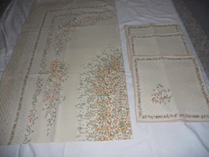 Vintage tablecloth with 12 napkins rectangle oblong 52" x 86" italy - Picture 1 of 5