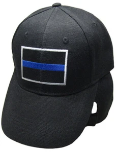 Black Police Thin Blue Line Cap Low Profile Baseball Hat Support Law Enforcement - Picture 1 of 5