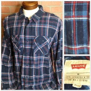 Levis Mens flannel shirt Size XL long sleeve blue plaid western casual comfort - Picture 1 of 8