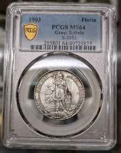 Fiorino Gran Bretagna 1903 2 scellini. PCGS MS64. Edoardo VII Tonica. Pop 6, 1 Finer - Foto 1 di 3