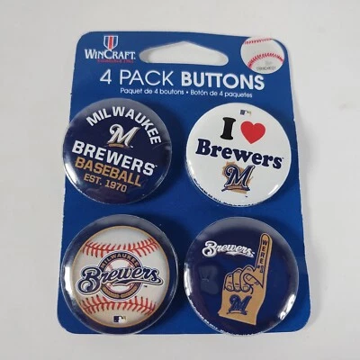 Milwaukee Brewers Button Pin Hat Lapel Pin MLB Baseball 4 Pack Foam Finger - Image 1 of 3