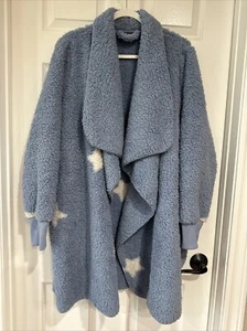 Bumblebella by Jill Martin Petite XL Sherpa Cascading Cardigan Star Faded Denim - Bild 1 von 9