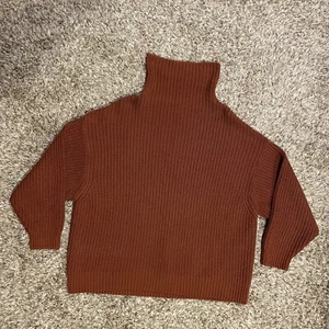 Free People Womens Chunky Knit Oversized Sweater Medium Turtleneck Orange Heavy - Picture 1 of 11