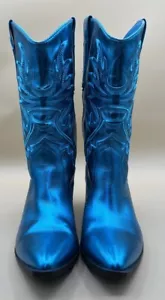 Space girl cowboy boots- Metallic Turquoise- sz 11 Southern Fried Chics - Picture 1 of 12