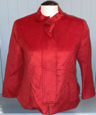 AKRIS PUNTO Red Wool Angora Blend Collar Women’s Jacket 8 NWOT - Image 1 of 4
