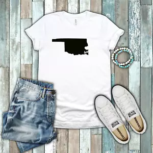 Oklahoma Sooner State Home State Pride Silhouette 100% Cotton White T-shirt - Picture 1 of 3