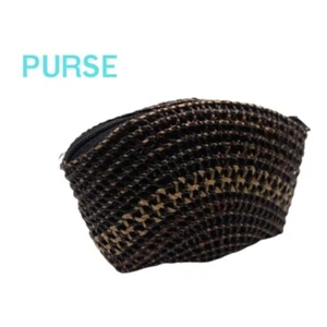 WOMAN'S BAG WALLET COIL PURSE THAI WEAVE WICKER LYGODIUM NATURAL HAND MADE GIFT - Picture 1 of 8