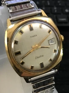 TIMEX ELECTRIC LUXURY 34MM GOLDEN CALENDAR QUARTZ MEN'S WATCH RUN (LOT2500) - Picture 1 of 11